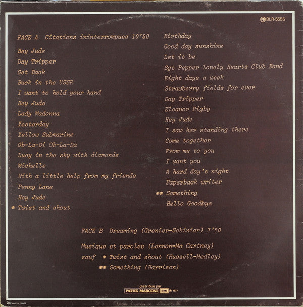 Café Crème : Citations Ininterrompues (12")