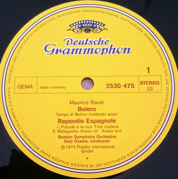 Maurice Ravel – Boston Symphony Orchestra · Seiji Ozawa : Bolero / Rapsodie Espagnole / La Valse (LP, RP, ★ O)