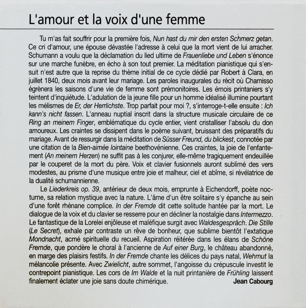 Robert Schumann - Sena Jurinac : L'Amour Et La Vie D'Une Femme, Liederkreis Op. 39; Airs D'Opéras De Mozart, Verdi, Tchaïkovski (CD, Comp, RM, Dig)
