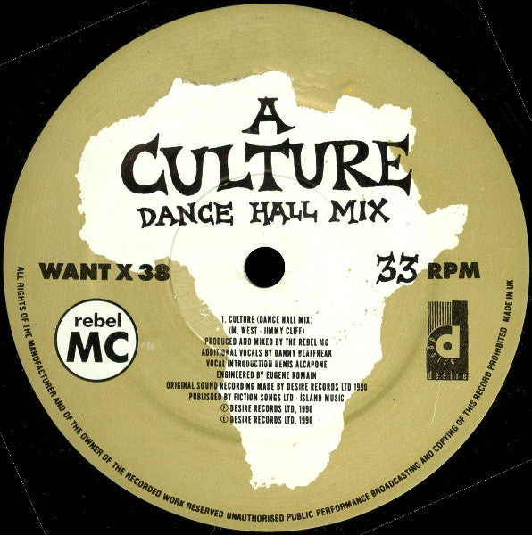 Rebel MC : Culture / Comin' On Strong (12")