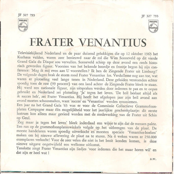 Wim Sonneveld : Frater Venantius (7", Mono, RE)