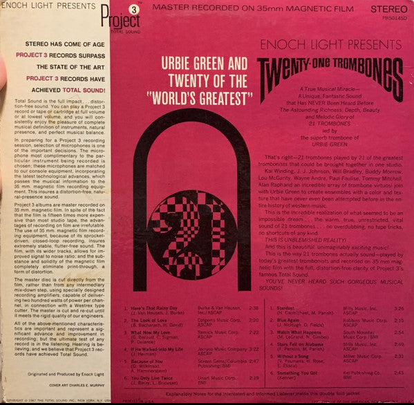 Urbie Green And Twenty Of The "World's Greatest" : Twenty-One Trombones (LP, Album, Gat)