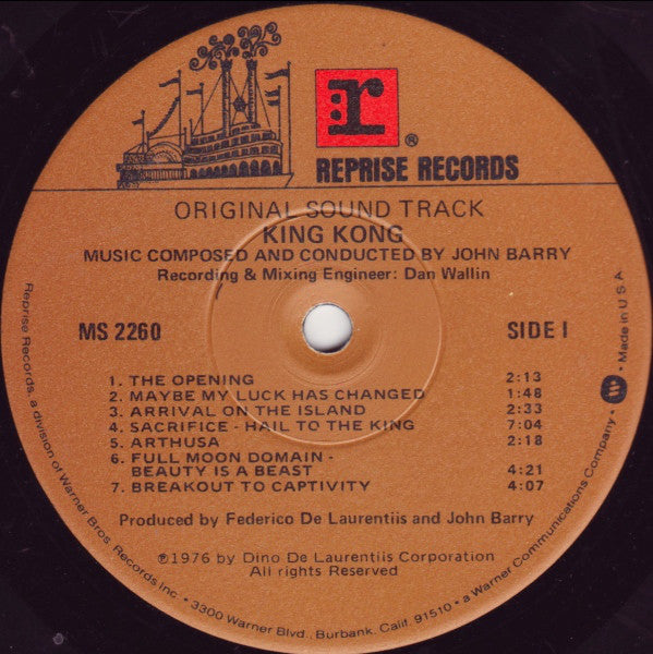 John Barry : King Kong (Original Sound Track) (LP, Album, Win)