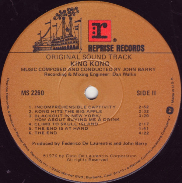 John Barry : King Kong (Original Sound Track) (LP, Album, Win)