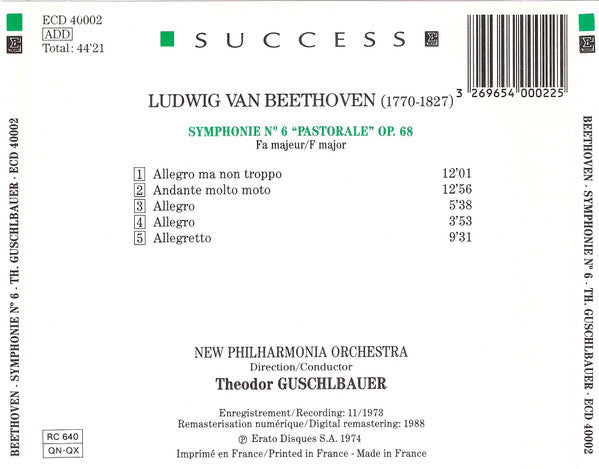 Ludwig van Beethoven : Symphonie No 6 "Pastorale" Op. 68 Fa majeur/F major (CD, Album)