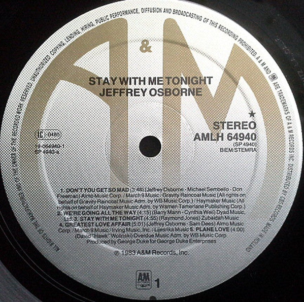 Jeffrey Osborne : Stay With Me Tonight (LP, Album)