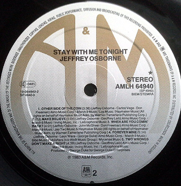 Jeffrey Osborne : Stay With Me Tonight (LP, Album)