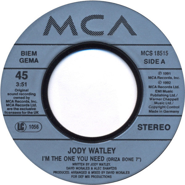 Jody Watley : I'm The One You Need (7", Single)