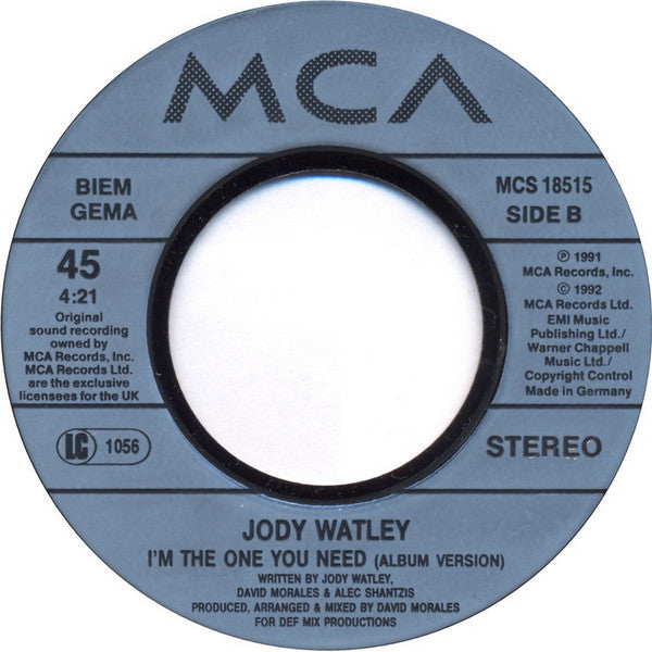 Jody Watley : I'm The One You Need (7", Single)