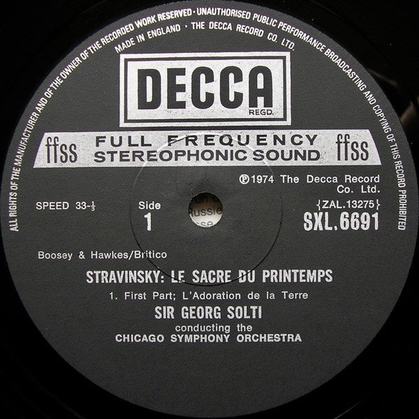 Igor Stravinsky - Chicago Symphony Orchestra, Georg Solti : Le Sacre Du Printemps (LP)