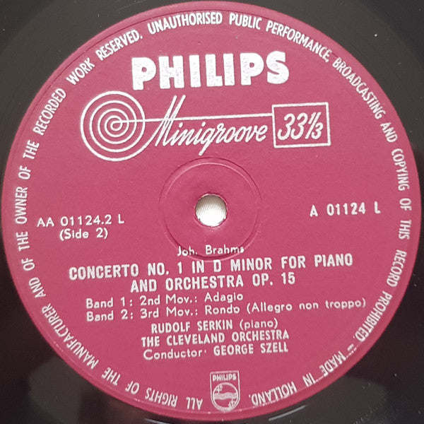 Johannes Brahms - Rudolf Serkin, The Cleveland Orchestra, George Szell : Klavierkonzert Nr. 1 D-Moll Op. 15 (LP)