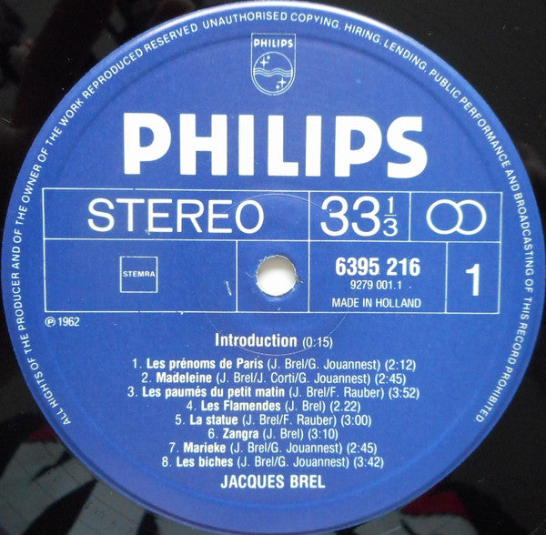 Jacques Brel : Jacques Brel (LP, Album, RE, Pap)