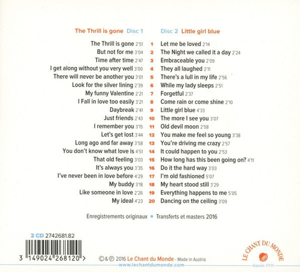 Chet Baker : The Thrill Is Gone - Little Girl Blue (2xCD, Comp)
