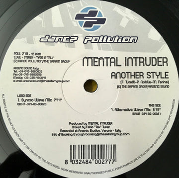 Mental Intruder : Another Style (12")