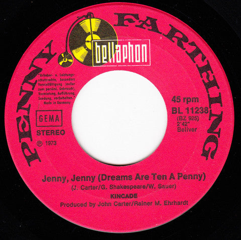 John Kincade : Jenny, Jenny (Dreams Are Ten A Penny) (7", Single)