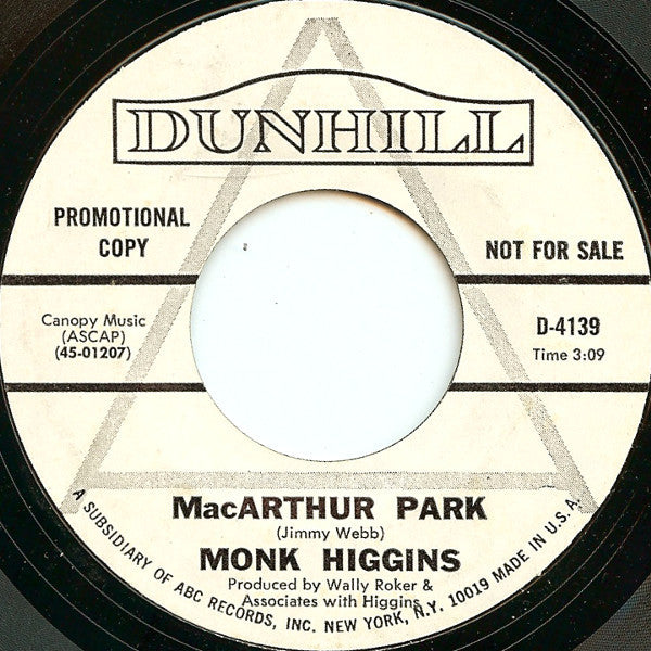 Monk Higgins : MacArthur Park (7", Promo, Styrene)