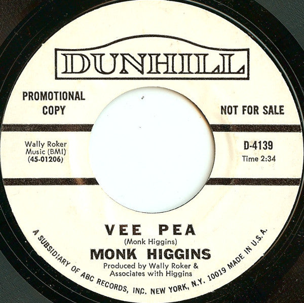 Monk Higgins : MacArthur Park (7", Promo, Styrene)