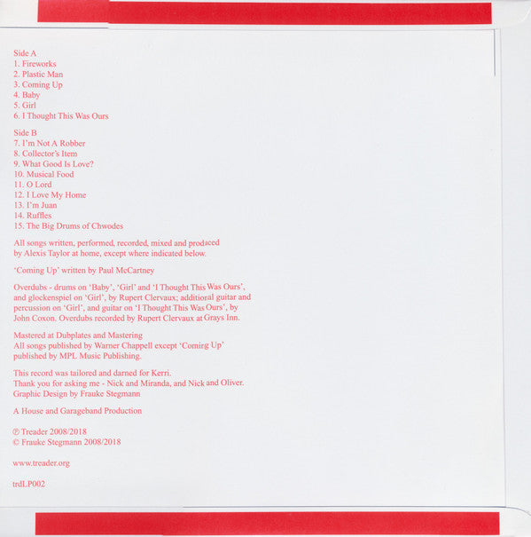 Alexis Taylor : Rubbed Out (LP, Album, RE)