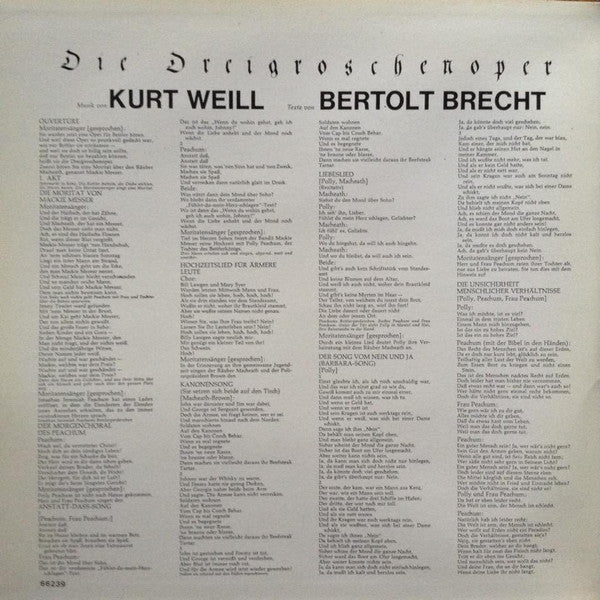 Kurt Weill, Bertolt Brecht, Lotte Lenya : Die Dreigroschenoper (2xLP, Album)