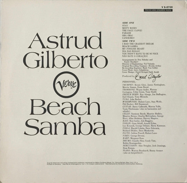 Astrud Gilberto : Beach Samba (LP, Album)