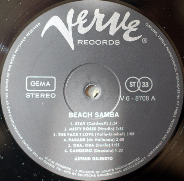 Astrud Gilberto : Beach Samba (LP, Album)
