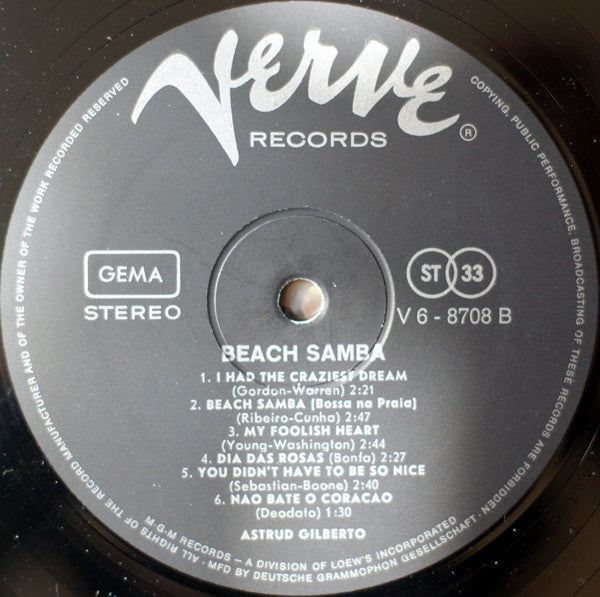Astrud Gilberto : Beach Samba (LP, Album)