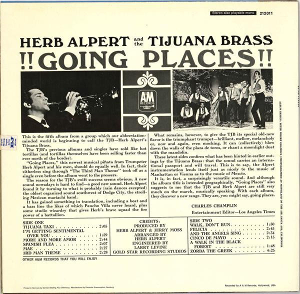 Herb Alpert And The Tijuana Brass* : !!Going Places!! (LP, Album, RE, A/B)