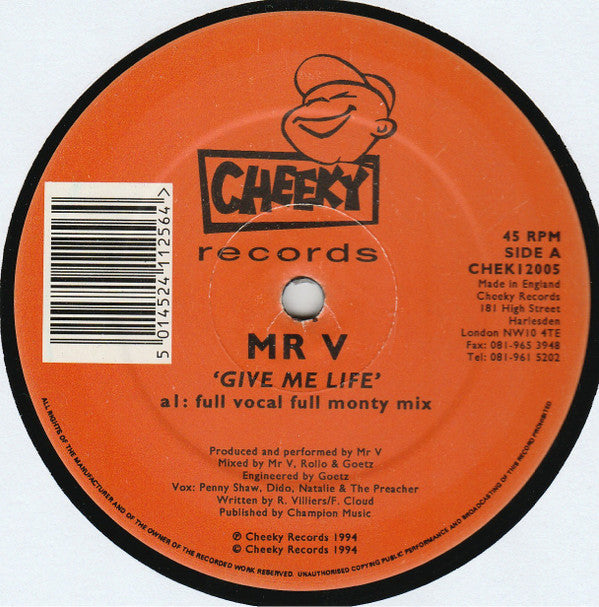 Mr. V.* : Give Me Life (12", Single)