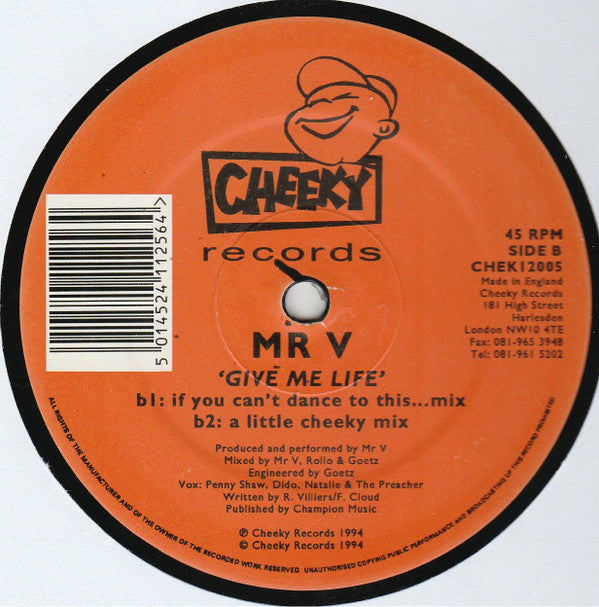 Mr. V.* : Give Me Life (12", Single)