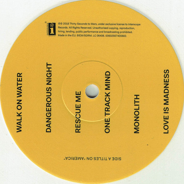 30 Seconds To Mars : America (LP, Album, Whi)