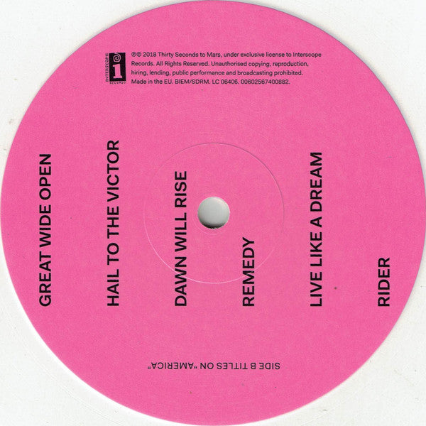30 Seconds To Mars : America (LP, Album, Whi)