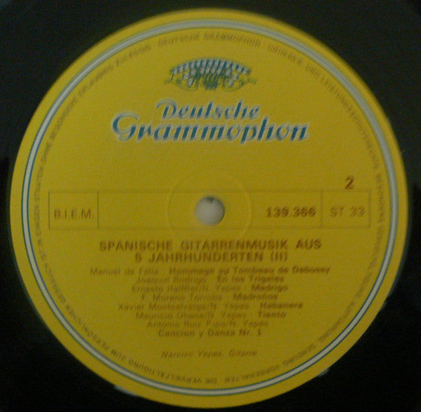 Fernando Sor / Francisco Tárrega / Isaac Albéniz / Joaquín Rodrigo / Ernesto Halffter / Federico Moreno Torroba / Xavier Montsalvatge / Maurice Ohana - Narciso Yepes : Cinq Siècles De Guitare En Espagne (Volume 2) (LP, RE)