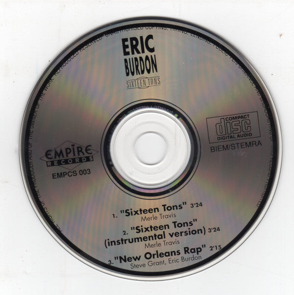 Eric Burdon : Sixteen Tons (CD, Single)