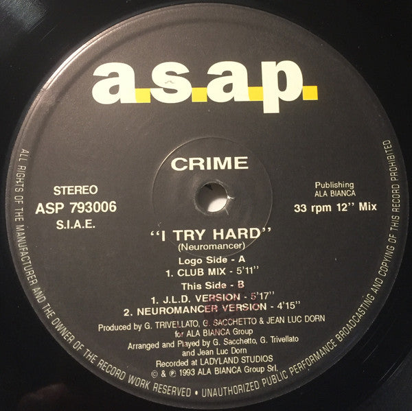 Crime (8) : I Try Hard (12")