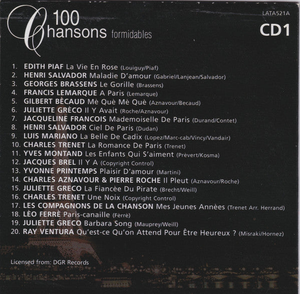 Various : 100 Chansons Formidables (Box, Comp + 5xCD, Comp)