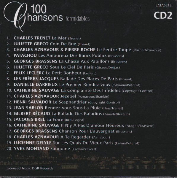 Various : 100 Chansons Formidables (Box, Comp + 5xCD, Comp)