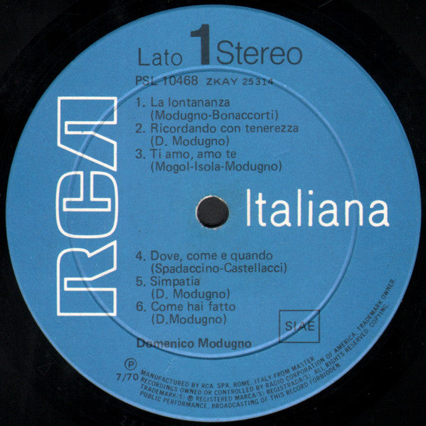 Domenico Modugno : Domenico Modugno (LP, Album)