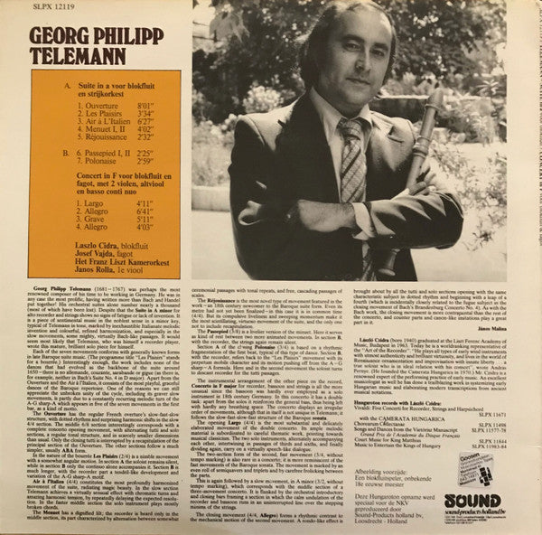 Georg Philipp Telemann : Suite in a voor blokfluit / Concert in f voor blokfluit & fagot (LP, Album)