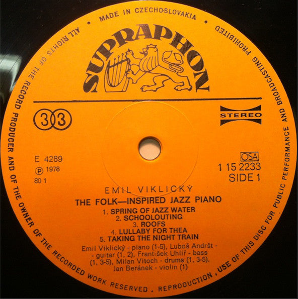 Emil Viklický : The Folk-Inspired Jazz Piano (LP, Album, RP)