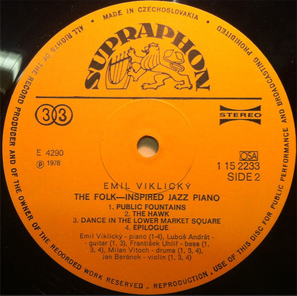 Emil Viklický : The Folk-Inspired Jazz Piano (LP, Album, RP)