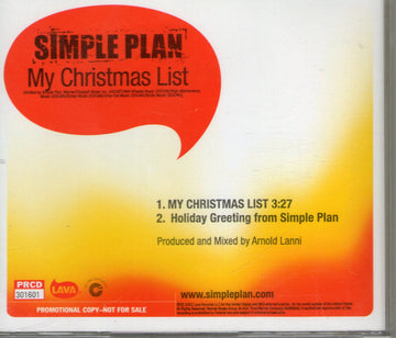 Simple Plan : My Christmas List (CD, Single, Promo)