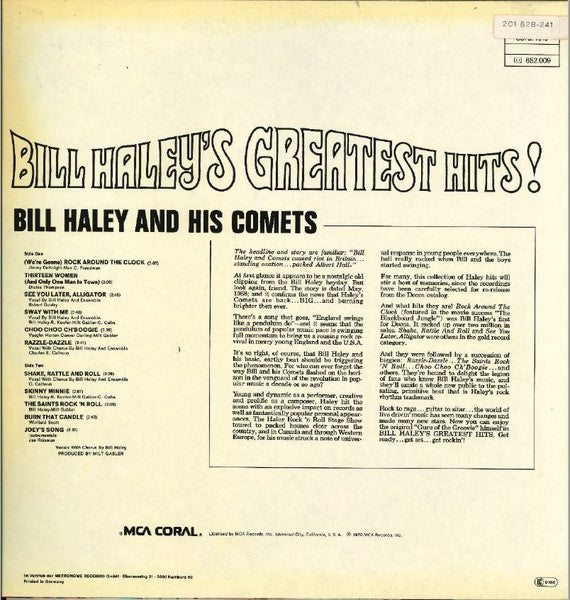 Bill Haley And His Comets : Bill Haley's Greatest Hits! (LP, Comp, RE)