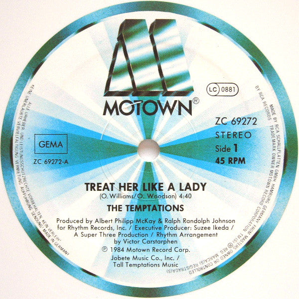 The Temptations : Treat Her Like A Lady (12", Maxi, Whi)