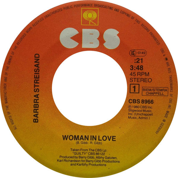 Barbra Streisand : Woman In Love (7", Single)
