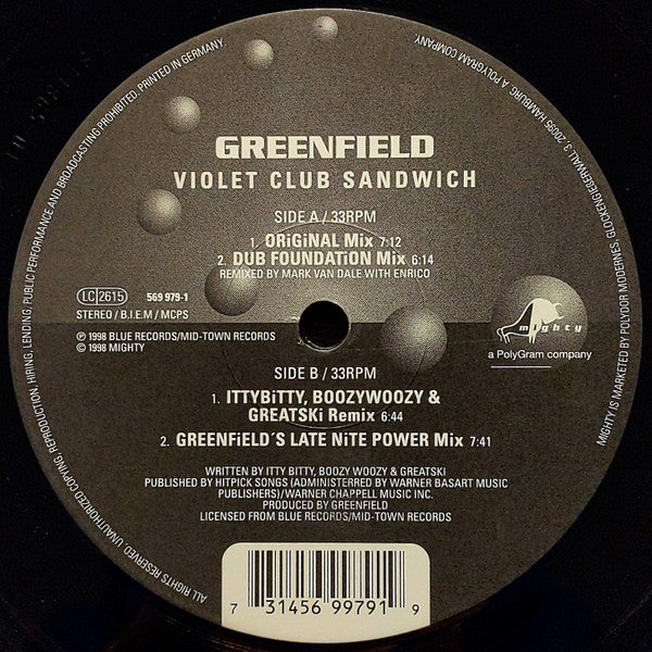 Greenfield : Violet Club Sandwich (12")