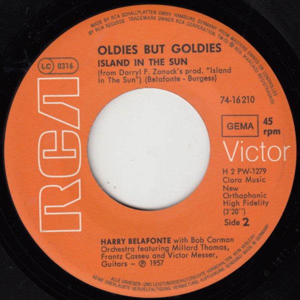 Harry Belafonte : Matilda / Island In The Sun (7", Single, RE)