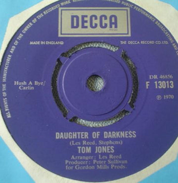 Tom Jones : Daughter Of Darkness (7", Single)