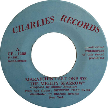 Mighty Sparrow : Maradjhin (7", Single, Mono)