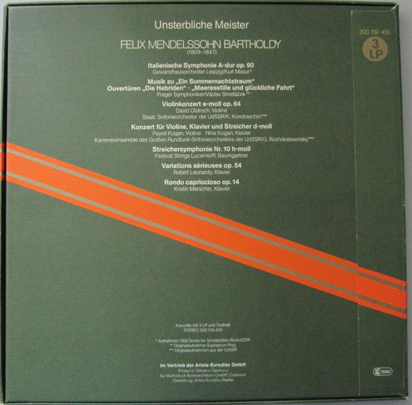 Felix Mendelssohn-Bartholdy : Unsterbliche Meister (3xLP + Box, Comp, Dlx)