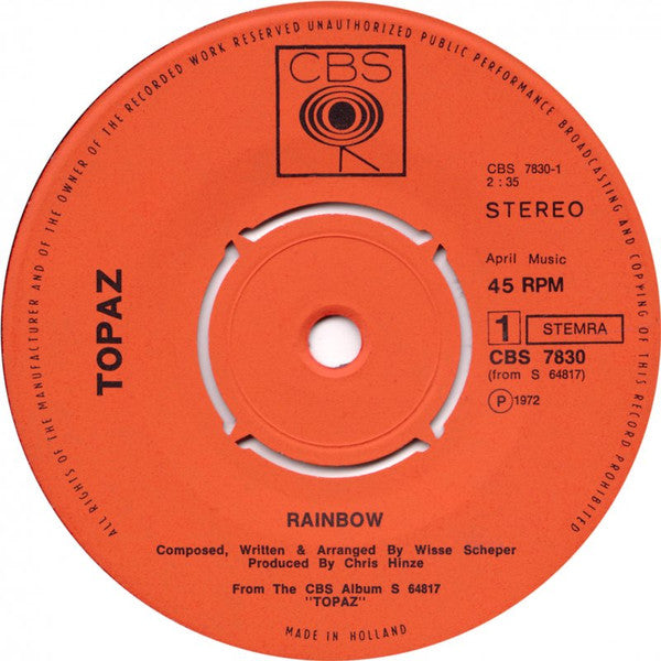 Topaz (30) : Rainbow (7", Single, Promo)